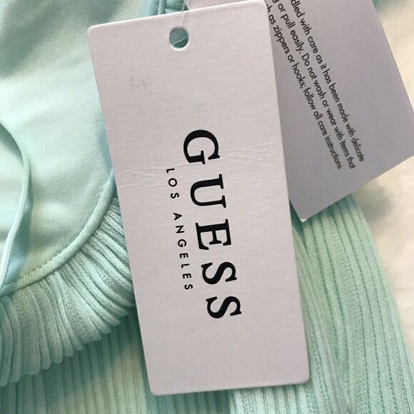 Guess spaghetti strap Vita Ruffled Romper in Fair Aqua - Picture 9 of 12